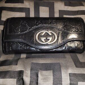 Wallet, Gucci, Black, leather